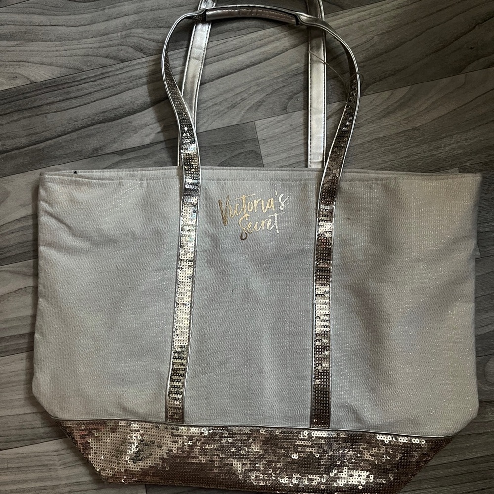 Victoria's Secret Shimmering Silver and Gold Tote